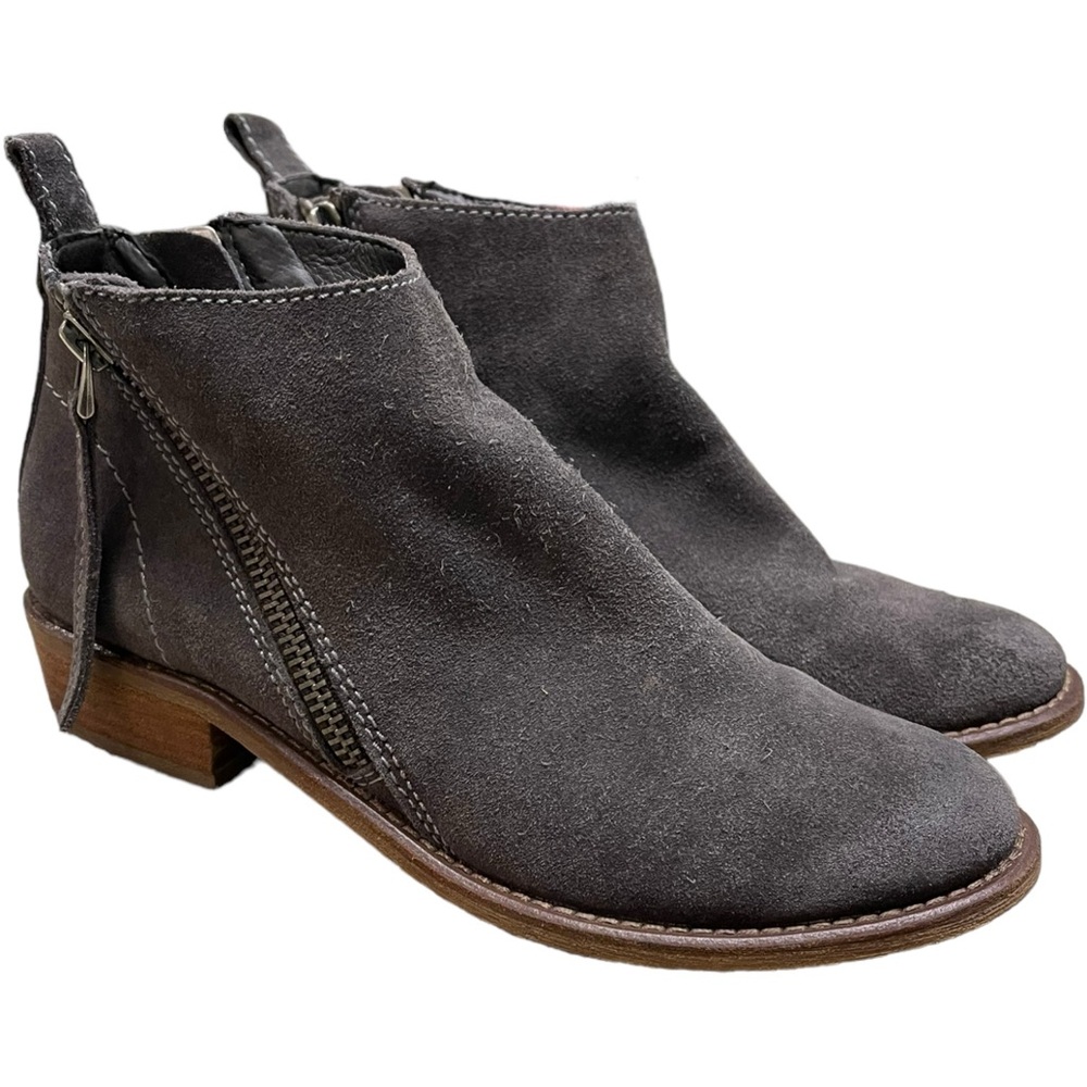 DOLCE VITA Women's Sutton Boots Size 6.5 Gray Suede Double Zip Low Block Heel